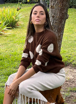 Jersey marrón topos beige lana y alpaca