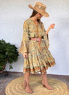 Vestido seda Paisley camel